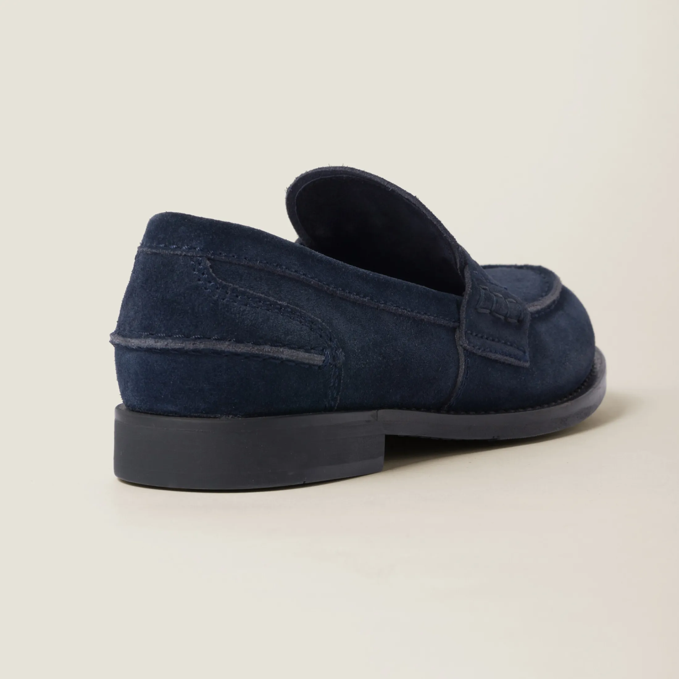 Navy Faded Suede Loafers | Miu Miu