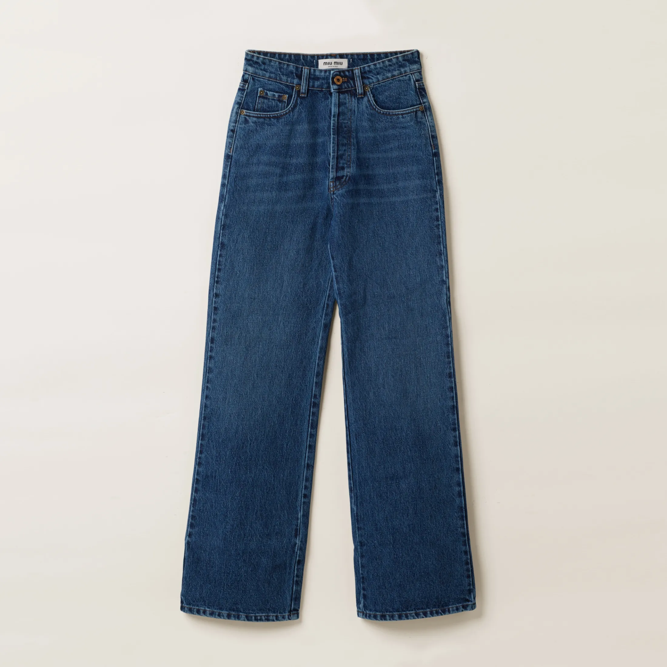 Navy Flared Denim Jeans | Miu Miu