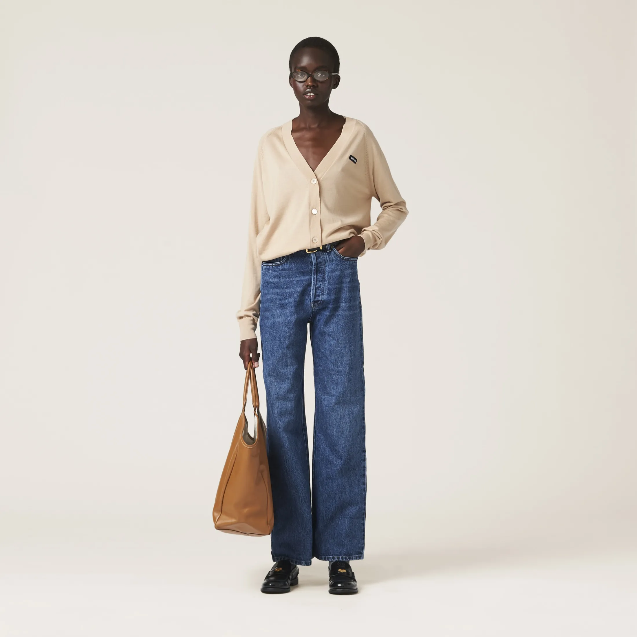 Navy Flared Denim Jeans | Miu Miu
