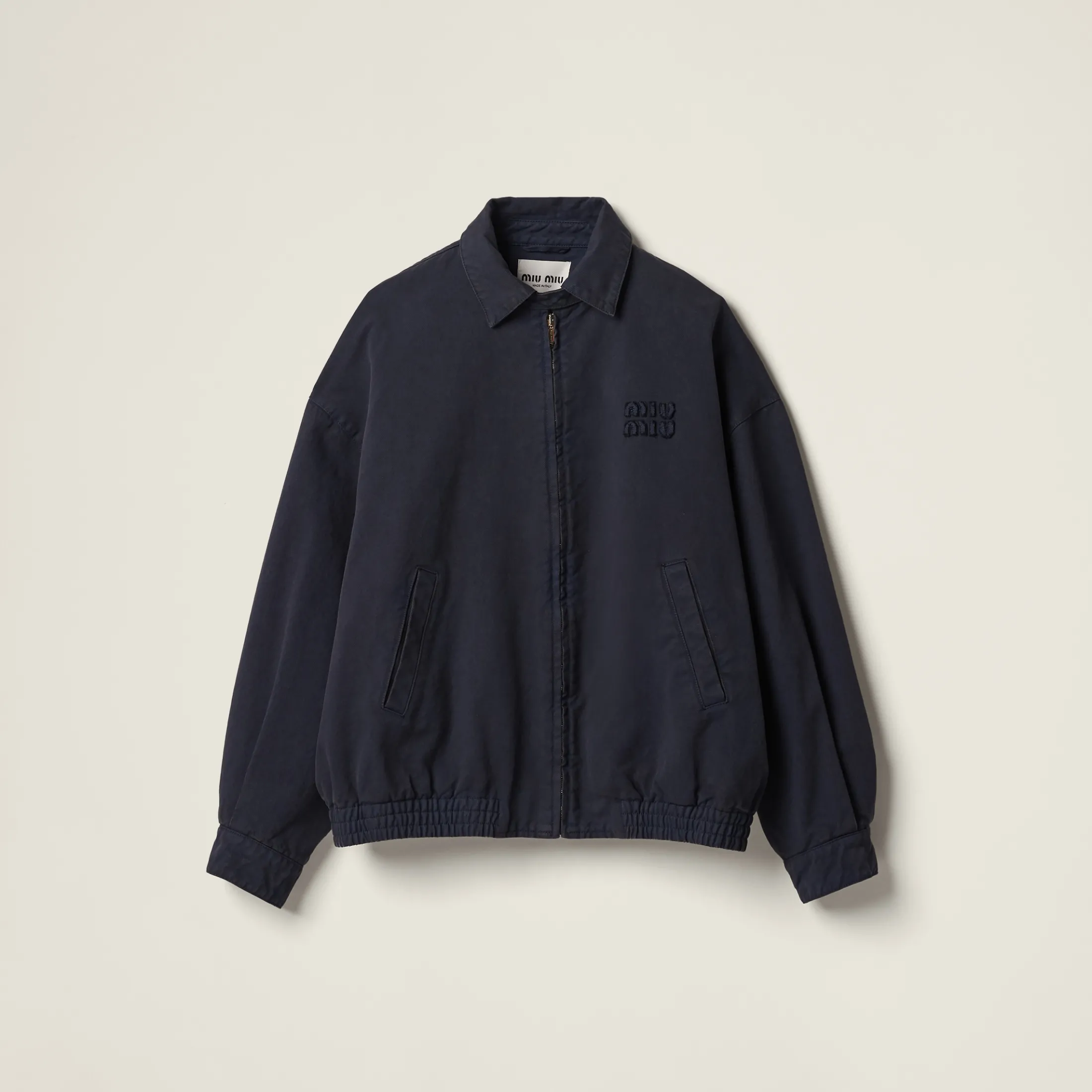 Navy Gabardine Blouson Jacket | Miu Miu