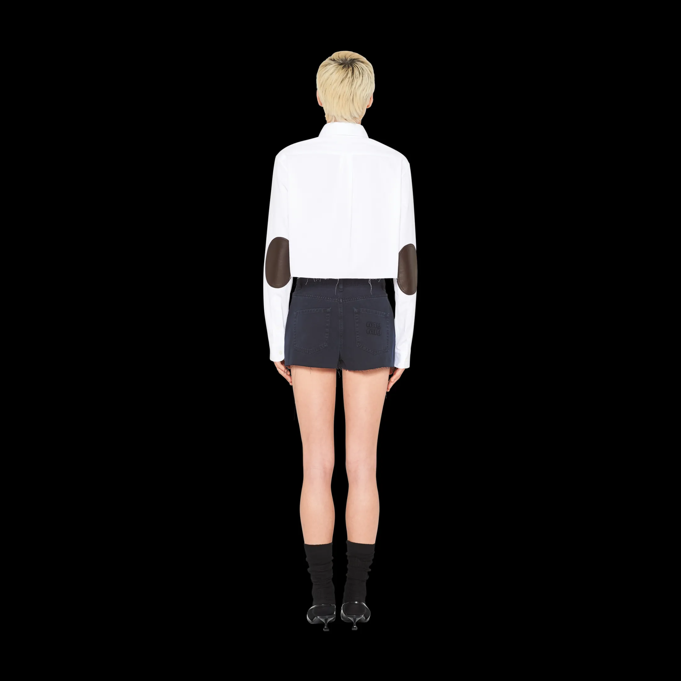 Navy Garment-dyed Drill Bermudas | Miu Miu