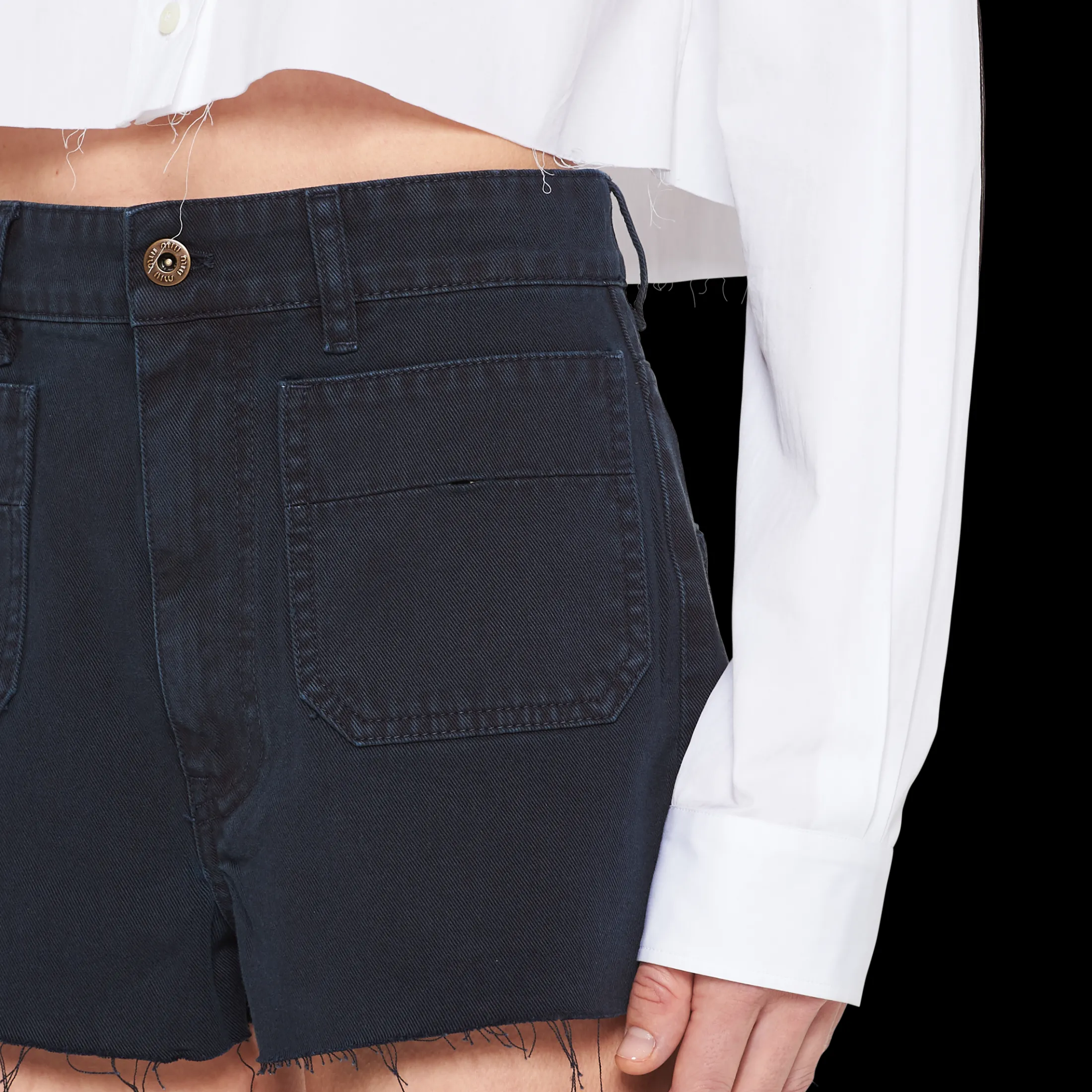 Navy Garment-dyed Drill Bermudas | Miu Miu