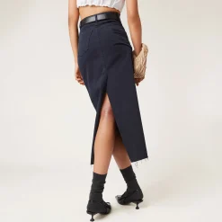 Navy Garment-dyed Drill Midi-skirt | Miu Miu