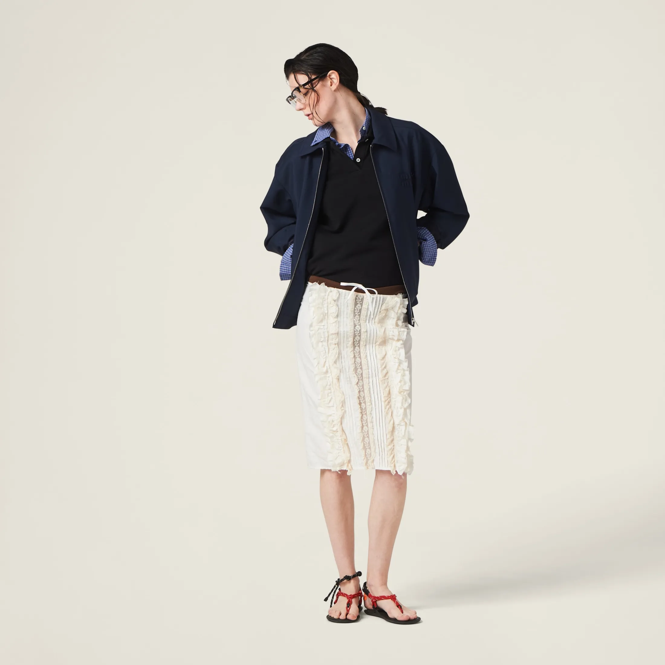 Navy Mohair Blouson Jacket | Miu Miu