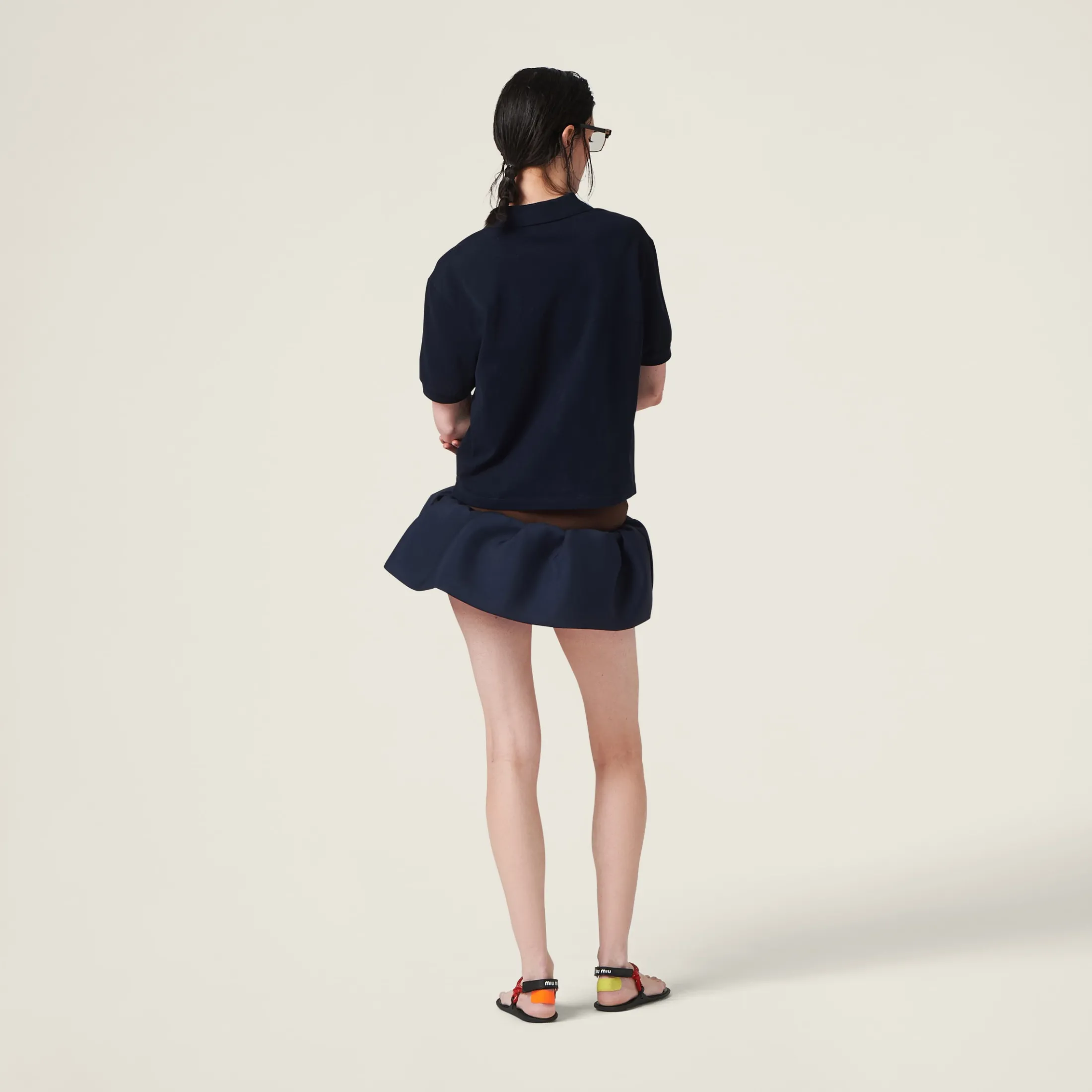 Navy Mohair Miniskirt | Miu Miu