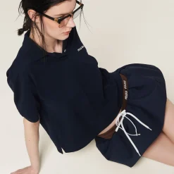 Navy Mohair Miniskirt | Miu Miu