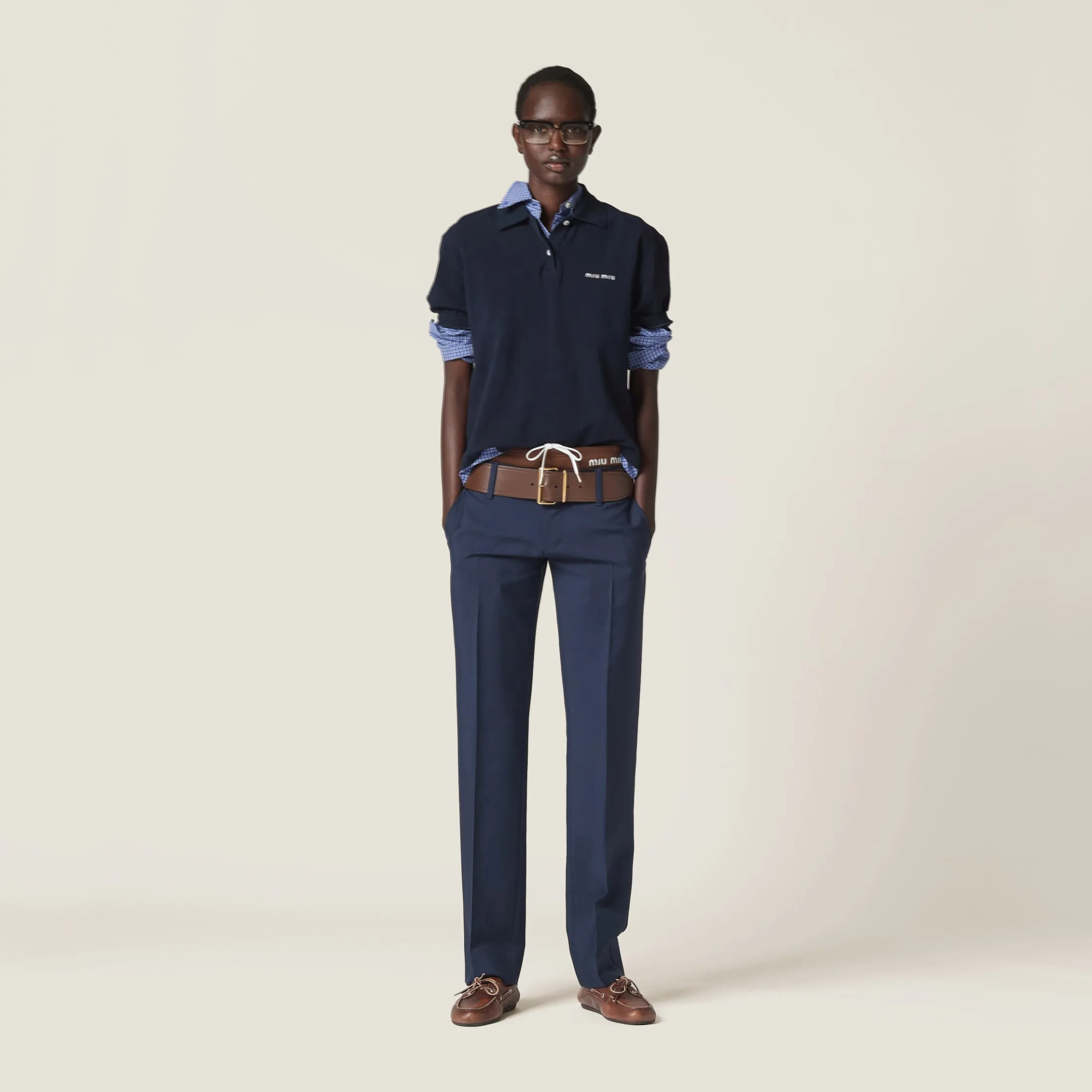 Navy Mohair Pants | Miu Miu