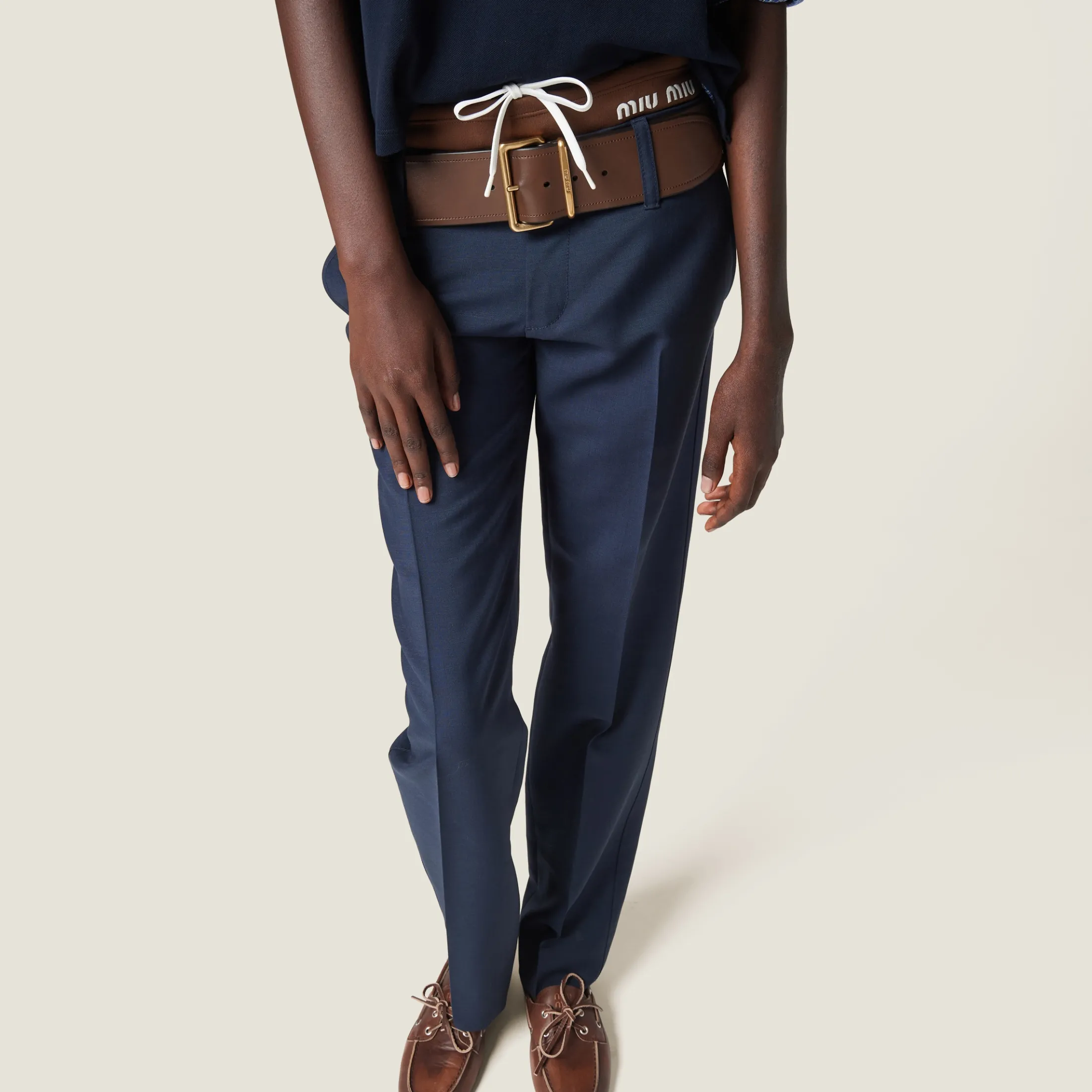 Navy Mohair Pants | Miu Miu