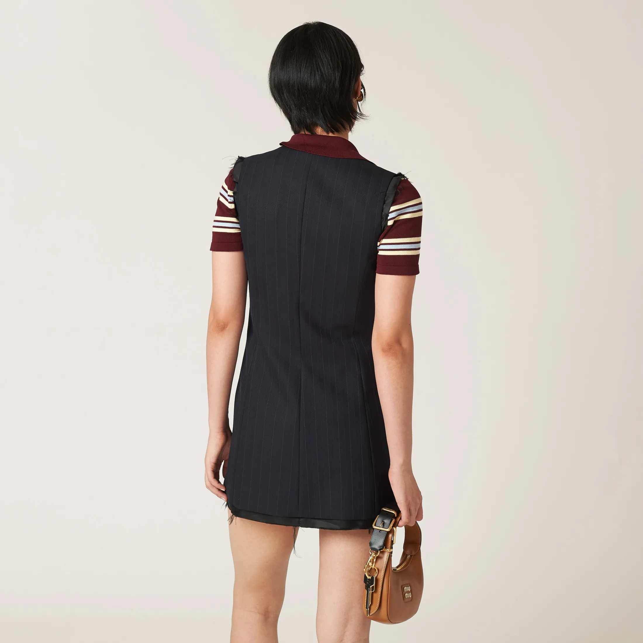 Navy Pinstriped Mini-dress | Miu Miu
