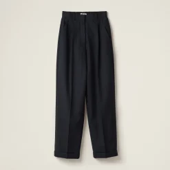 Navy Pinstriped Pants | Miu Miu