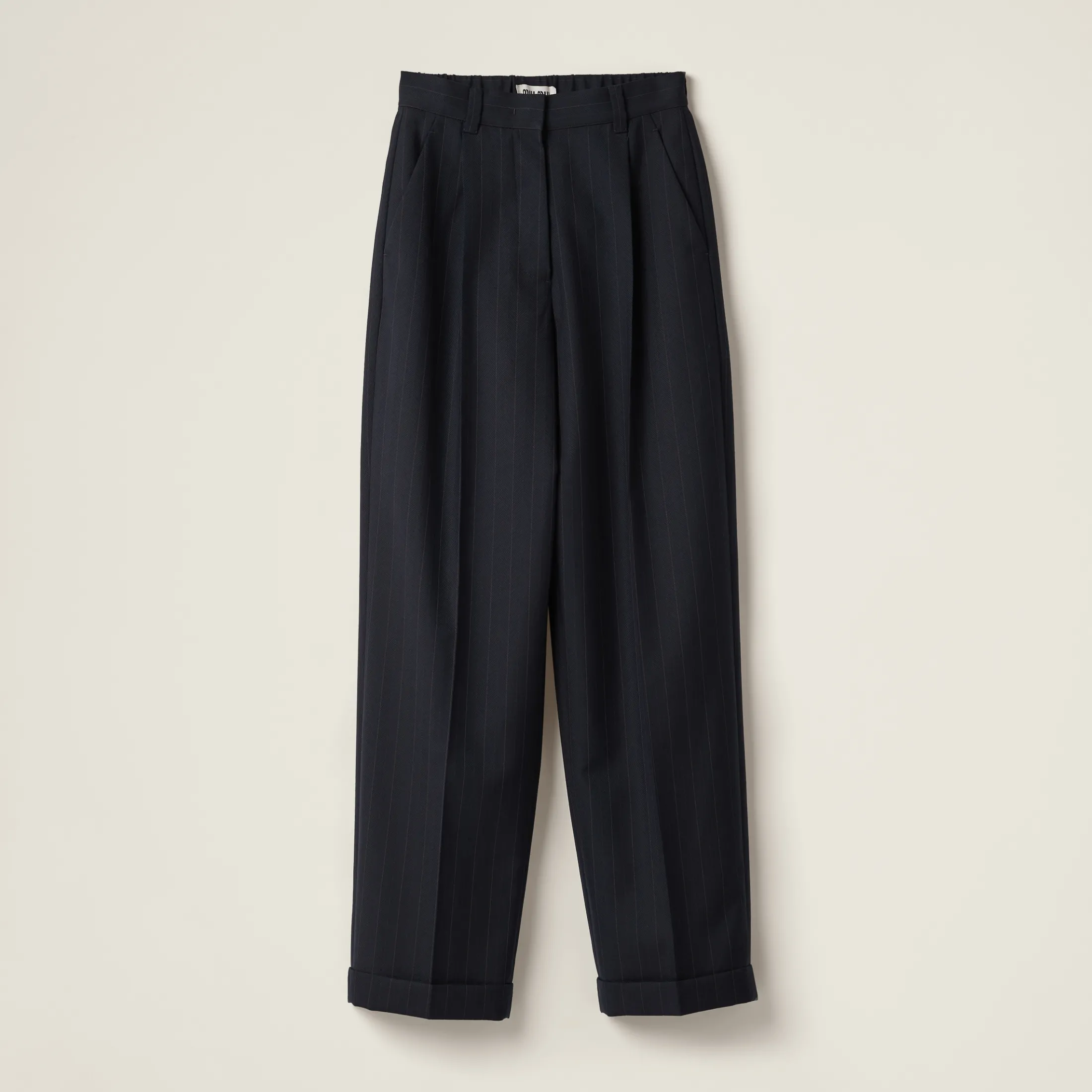 Navy Pinstriped Pants | Miu Miu