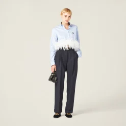 Navy Pinstriped Pants | Miu Miu