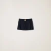Navy Pleated Batavia Miniskirt | Miu Miu