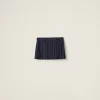 Navy Pleated Batavia Miniskirt | Miu Miu