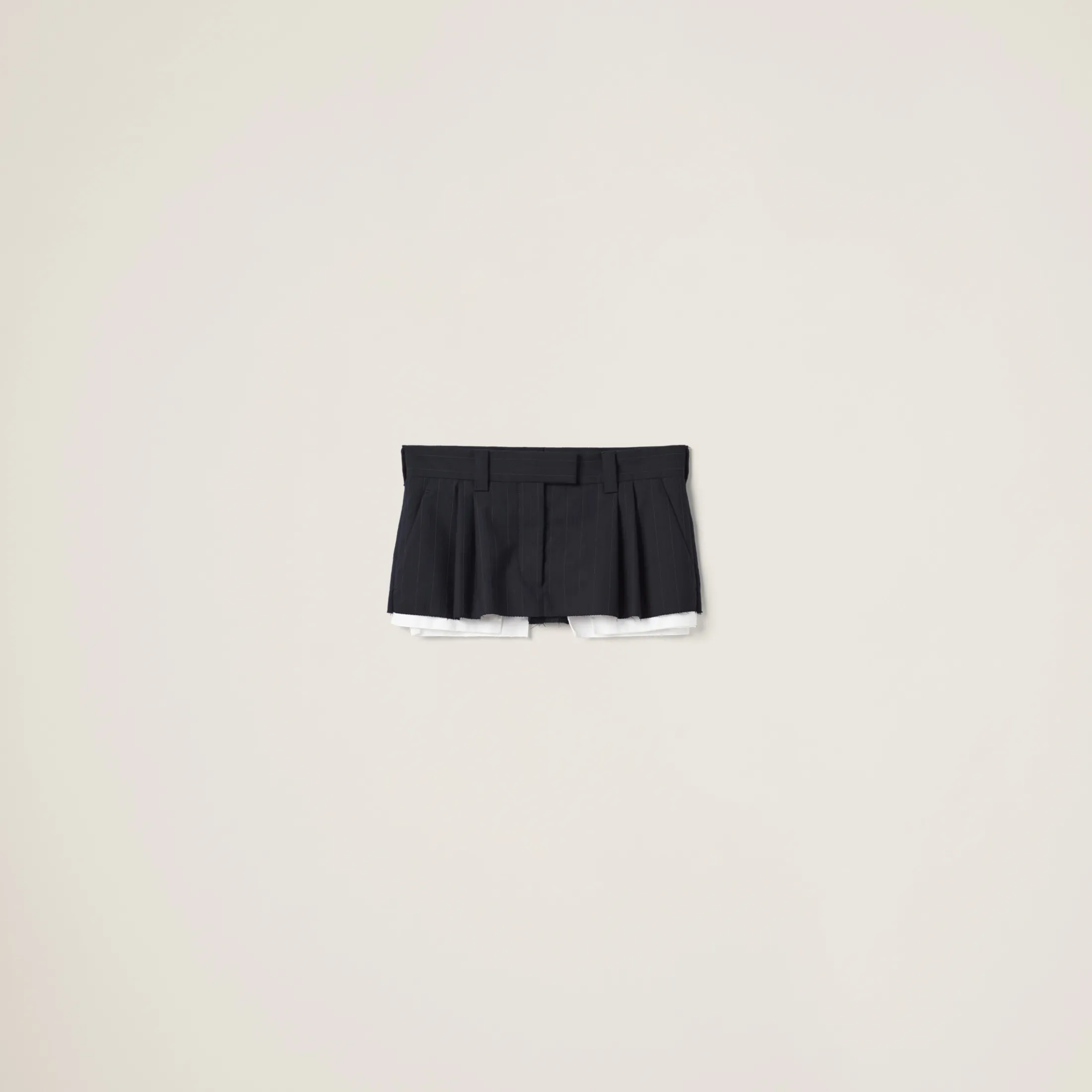 Navy Pleated Pinstripe Miniskirt | Miu Miu