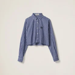 Navy Poplin Shirt | Miu Miu