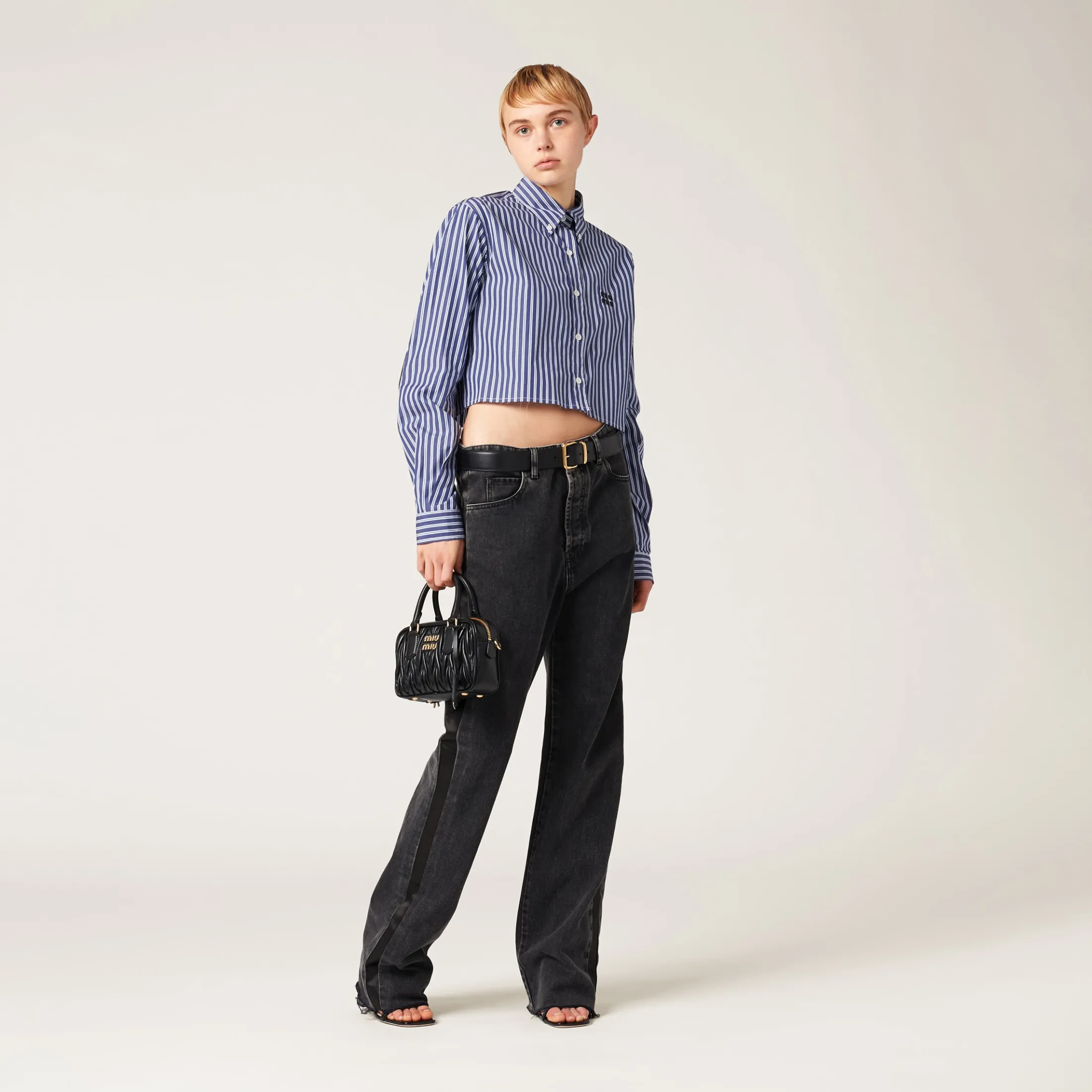 Navy Poplin Shirt | Miu Miu