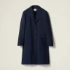 Navy Single-breasted Mohair Coat | Miu Miu