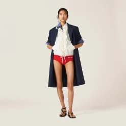 Navy Single-breasted Mohair Coat | Miu Miu