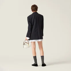Navy Single-breasted Pinstripe Jacket | Miu Miu