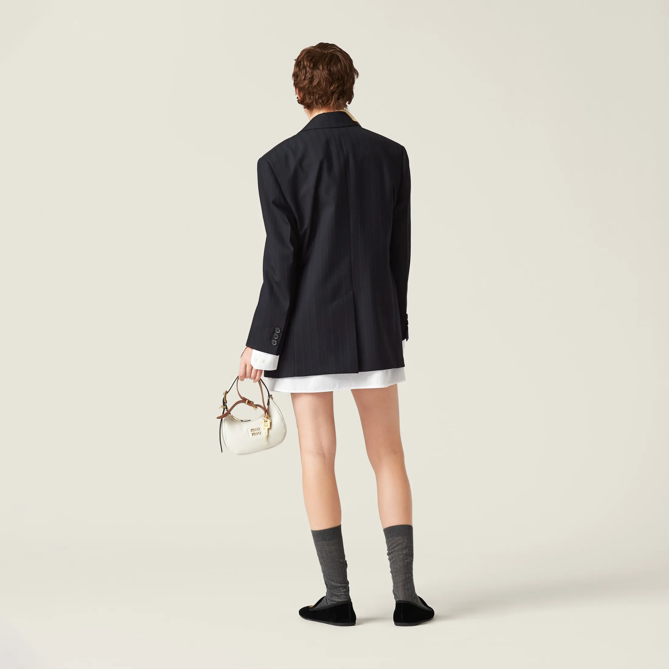 Navy Single-breasted Pinstripe Jacket | Miu Miu