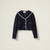 Navy Single-breasted Tweed Jacket | Miu Miu