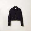 Navy Single-breasted Tweed Jacket | Miu Miu