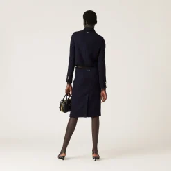Navy Single-breasted Tweed Jacket | Miu Miu