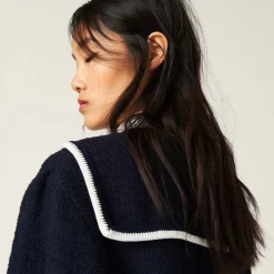 Navy Single-breasted Tweed Jacket | Miu Miu