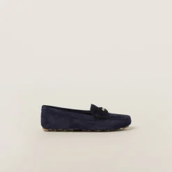 Navy Suede Driving Shoes | Miu Miu