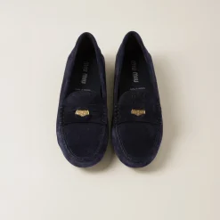 Navy Suede Driving Shoes | Miu Miu