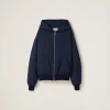 Navy Technical Pongé Blouson Jacket | Miu Miu