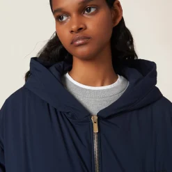 Navy Technical Pongé Blouson Jacket | Miu Miu