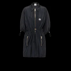 Navy Technical Silk Mini-dress | Miu Miu