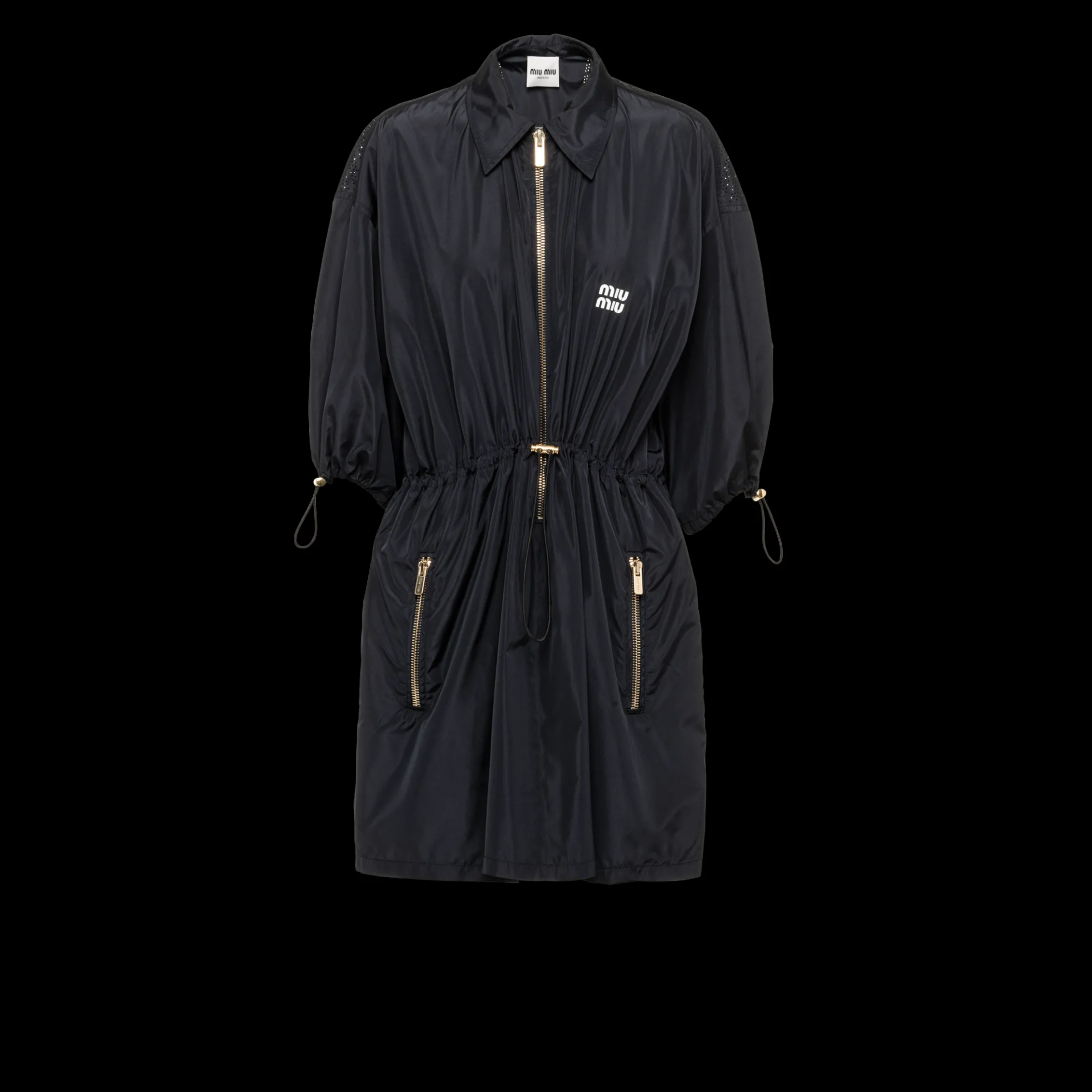 Navy Technical Silk Mini-dress | Miu Miu