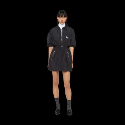 Navy Technical Silk Mini-dress | Miu Miu