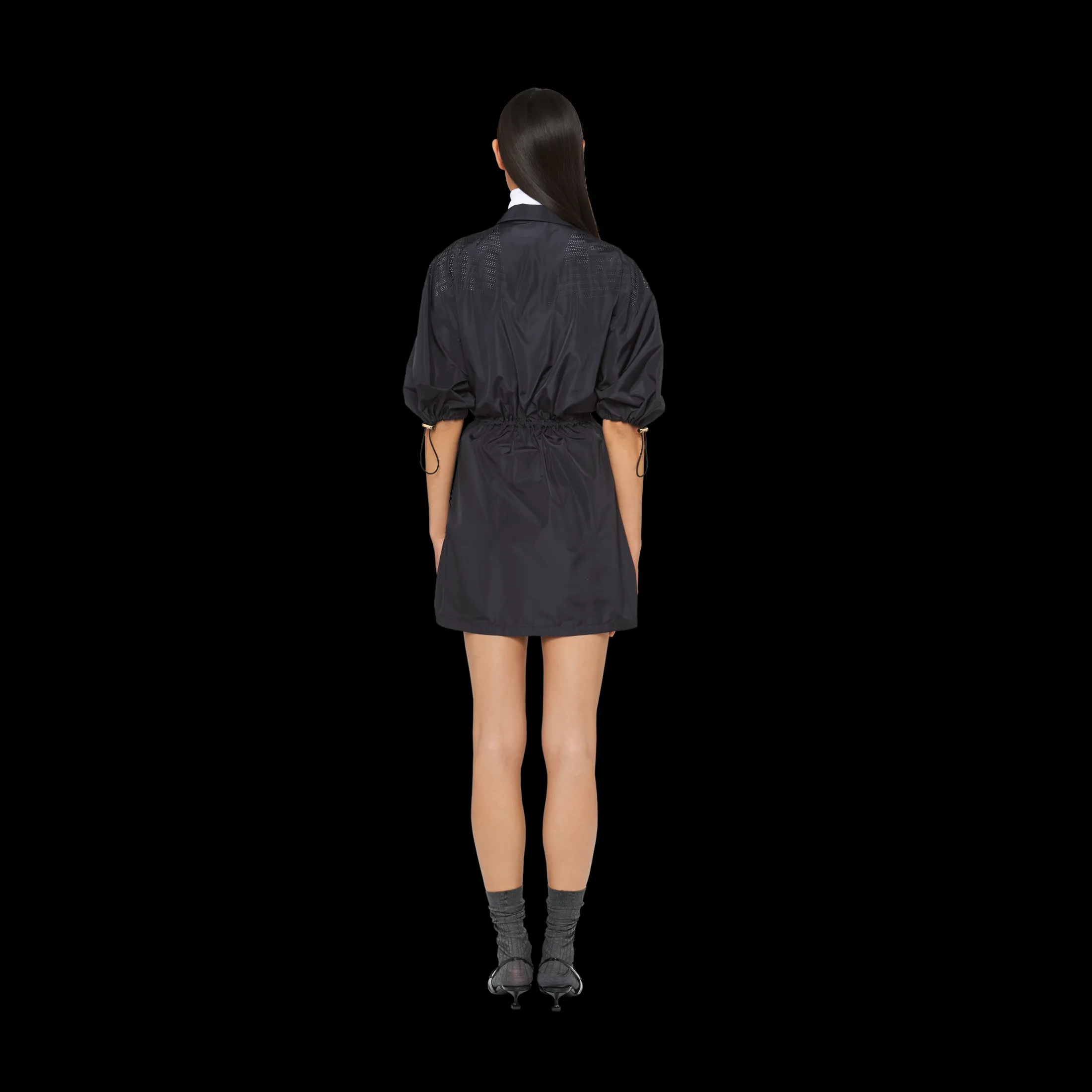 Navy Technical Silk Mini-dress | Miu Miu