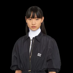 Navy Technical Silk Mini-dress | Miu Miu