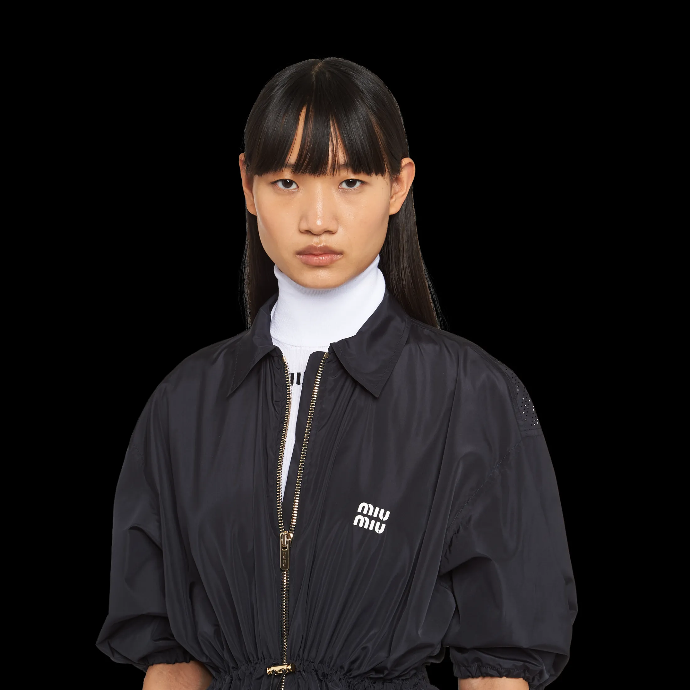 Navy Technical Silk Mini-dress | Miu Miu