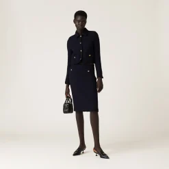 Navy Tweed Skirt | Miu Miu