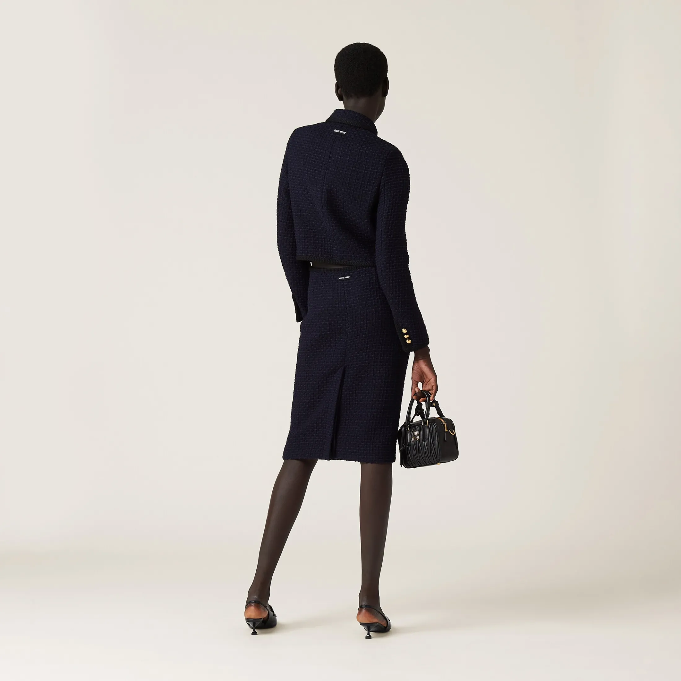 Navy Tweed Skirt | Miu Miu