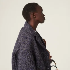 Navy Wool And Cotton Coat | Miu Miu