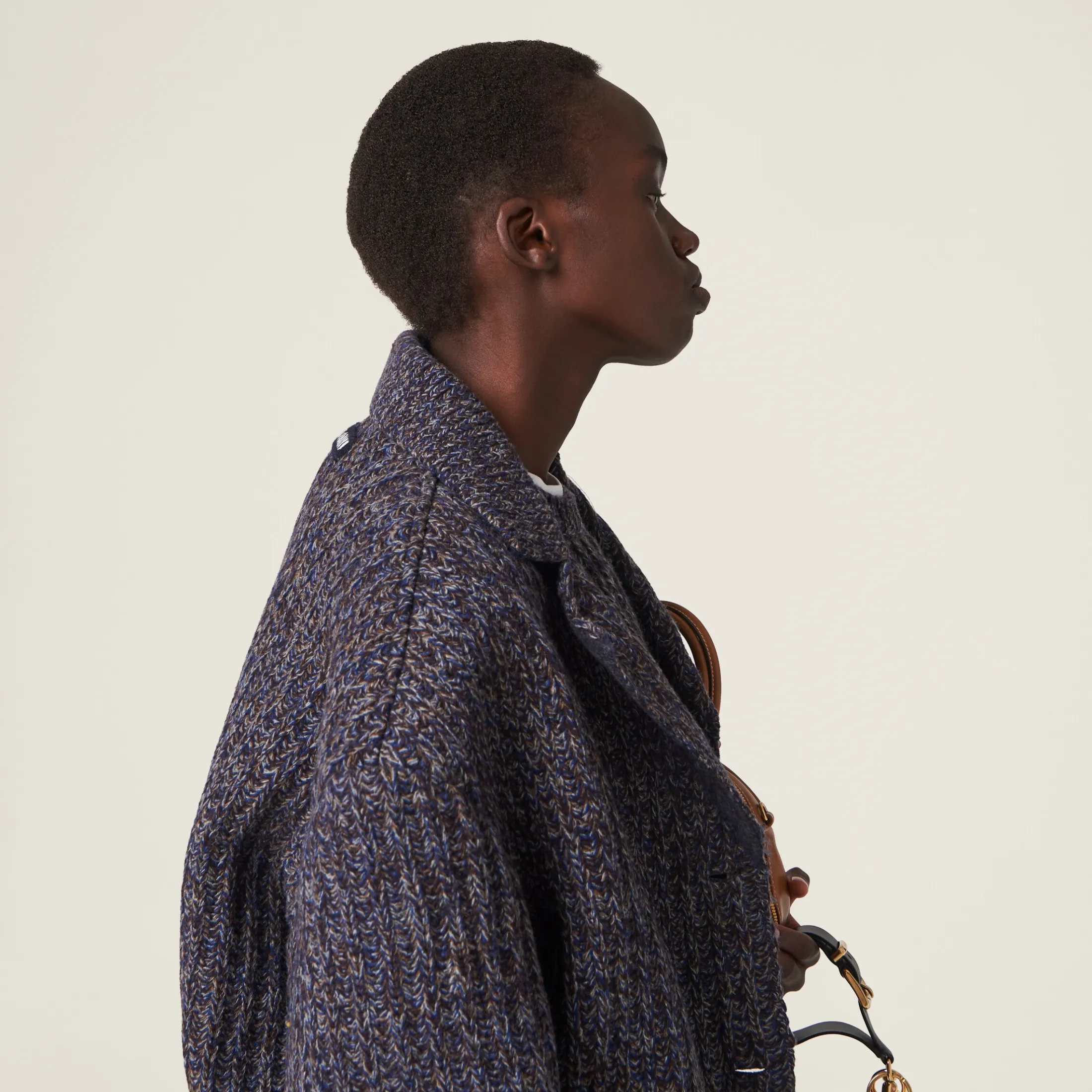Navy Wool And Cotton Coat | Miu Miu