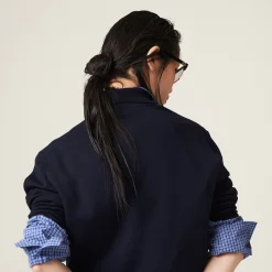 Navy Wool Knit Polo Shirt | Miu Miu