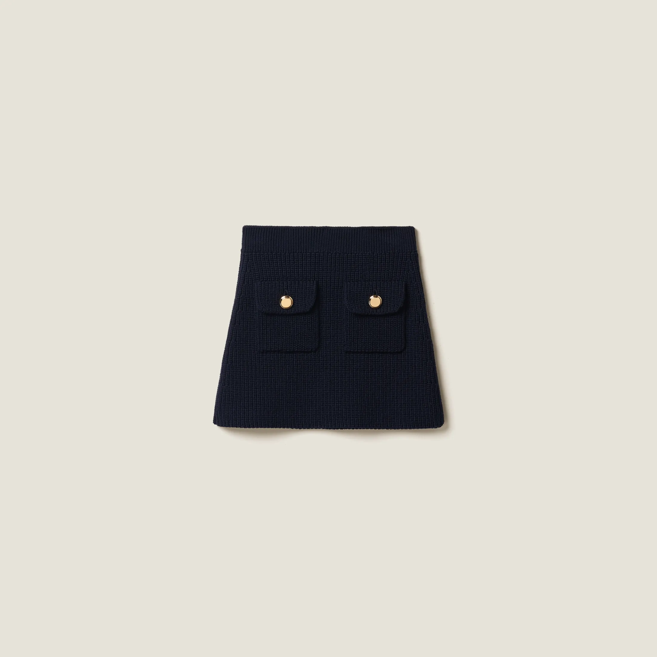 Navy Wool Miniskirt | Miu Miu