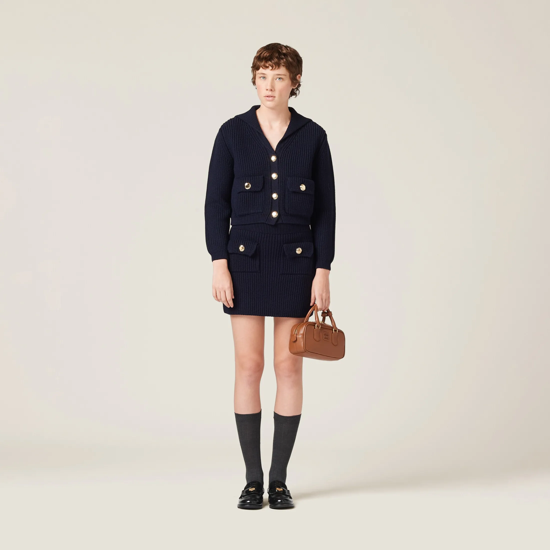 Navy Wool Miniskirt | Miu Miu