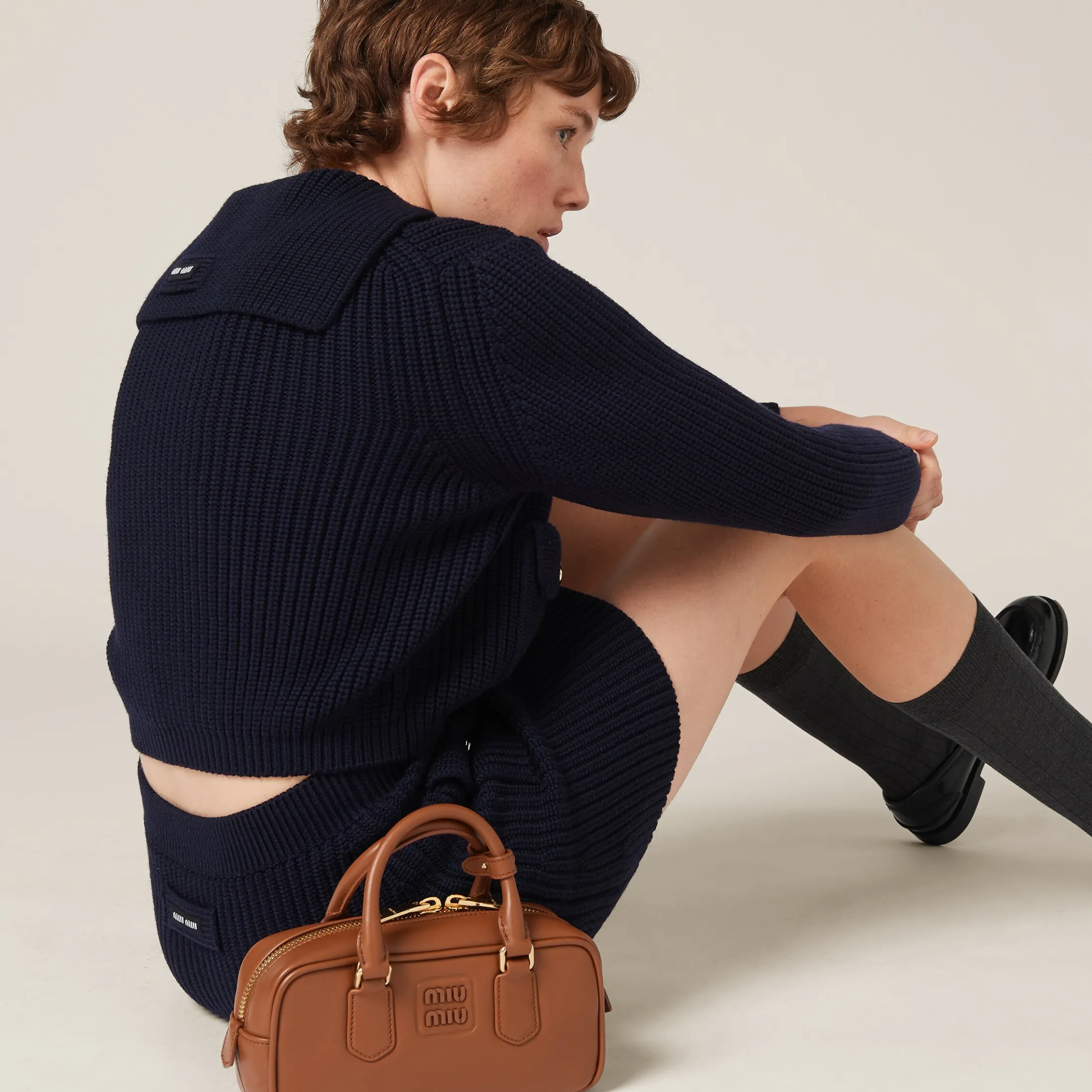 Navy Wool Miniskirt | Miu Miu