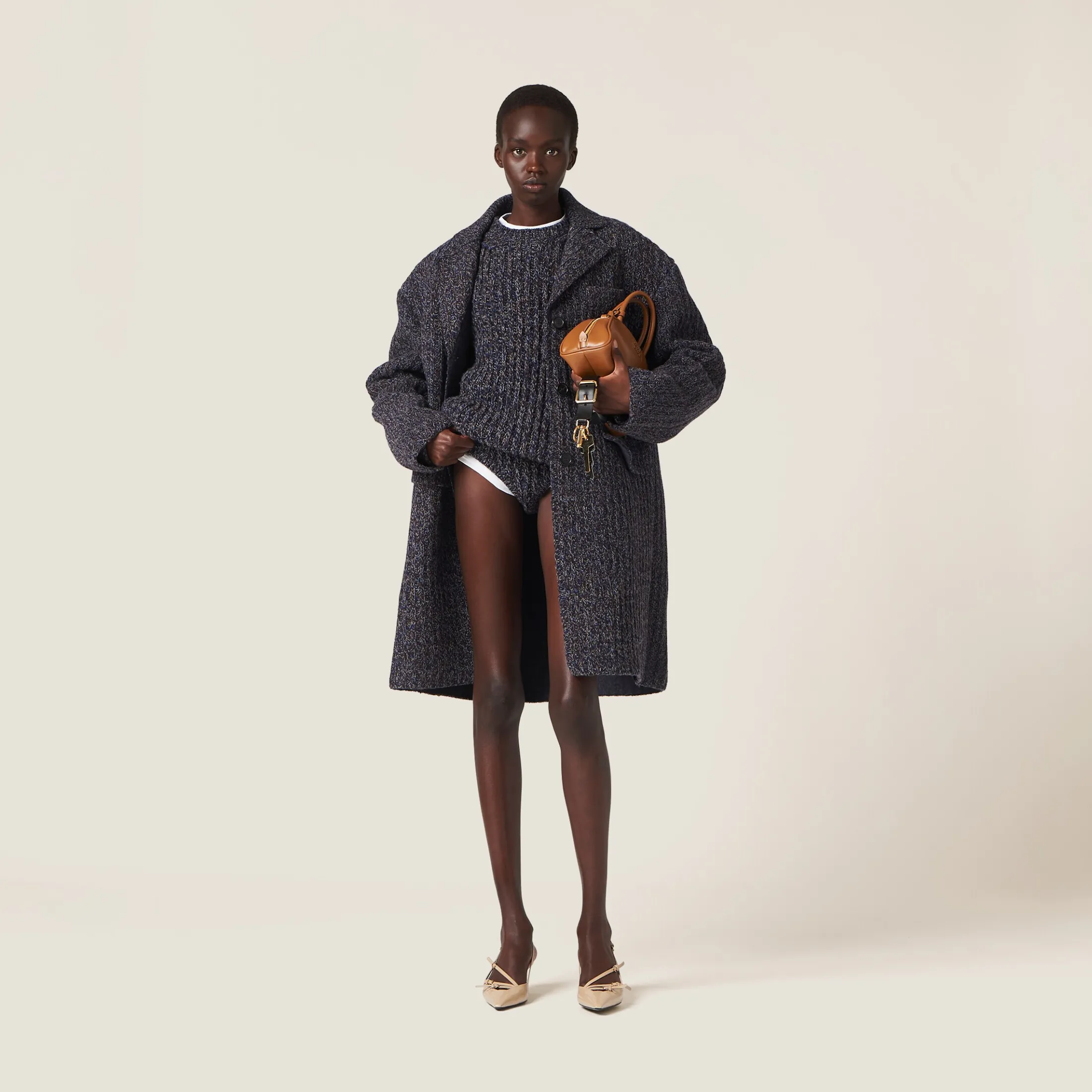 Navy Wool Sweater | Miu Miu