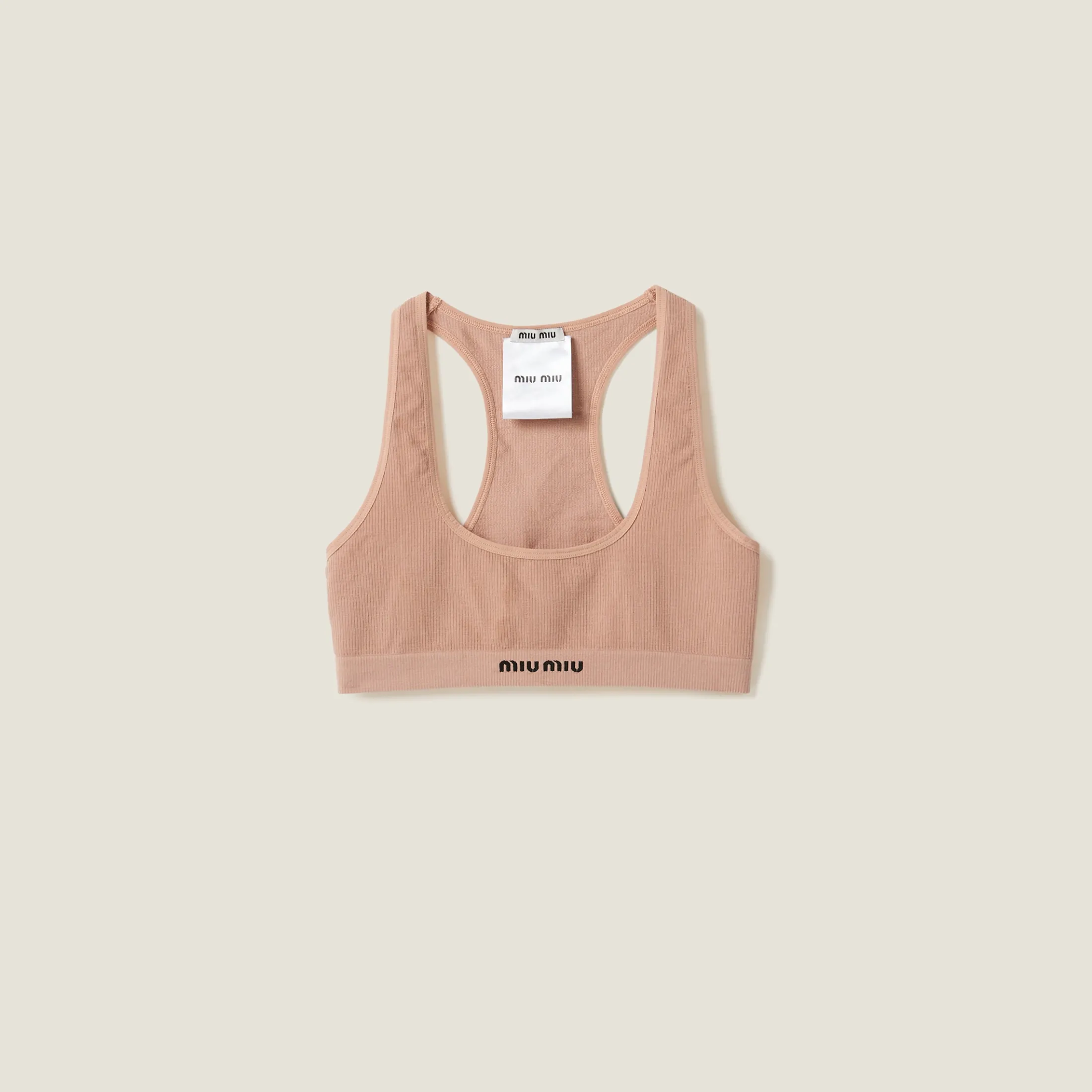 Nude Beige Seamless Racerback Top | Miu Miu