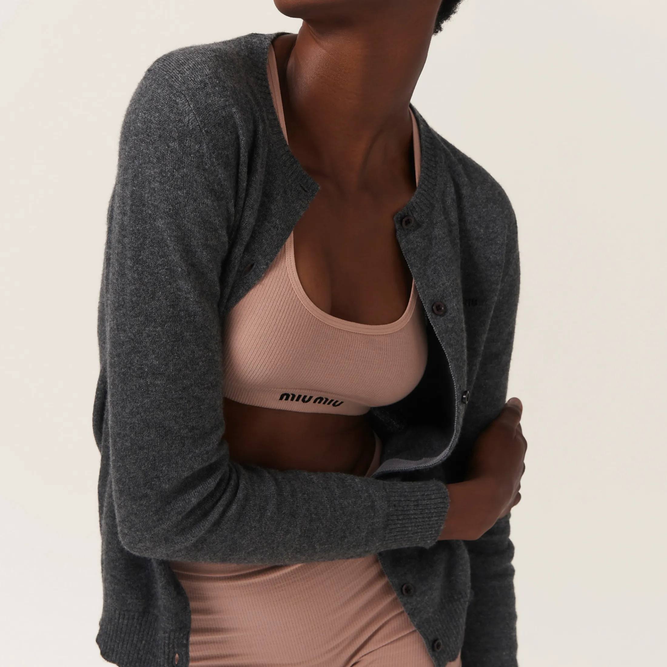 Nude Beige Seamless Racerback Top | Miu Miu
